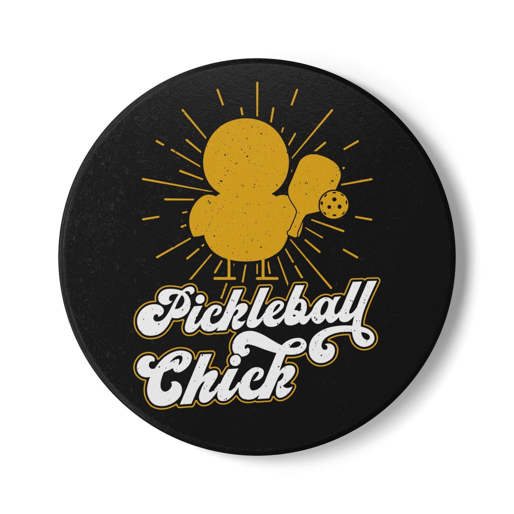 Pickleball Funny Ceramic Coaster - Pickleball Chick Black