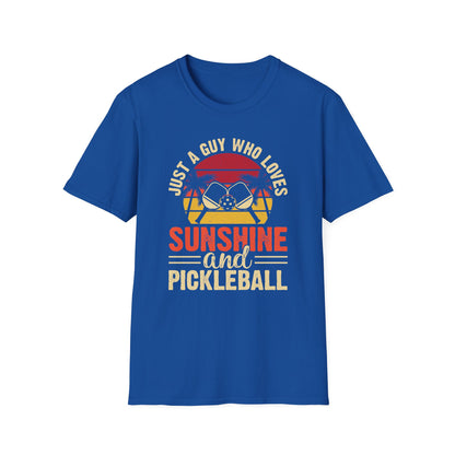 Men's Pickleball T-shirt - Just a Guy Who Loves Sunshine & Pickleball Royal