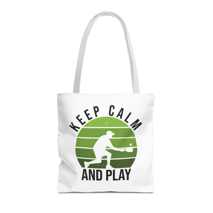 Pickleball Durable Tote Bag - Keep Calm and Play White