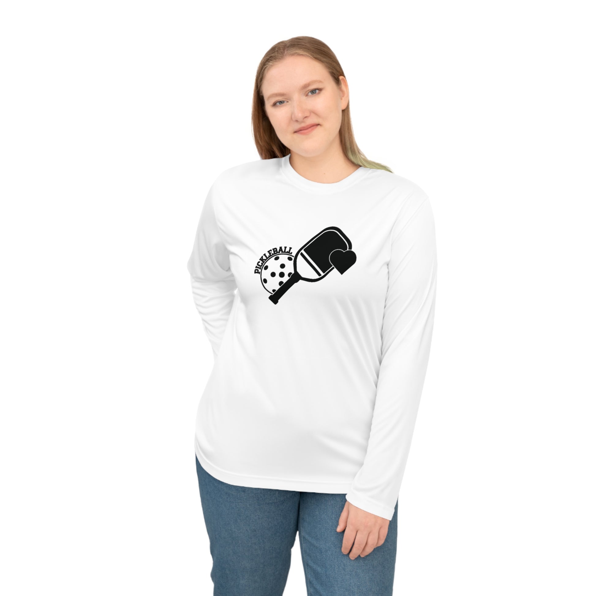 Women's Cute Pickleball Long Sleeves top - Pickleball Paddle Heart