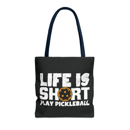 Pickleball Quirky Tote Bag - Life Is Short Play Pickleball Navy