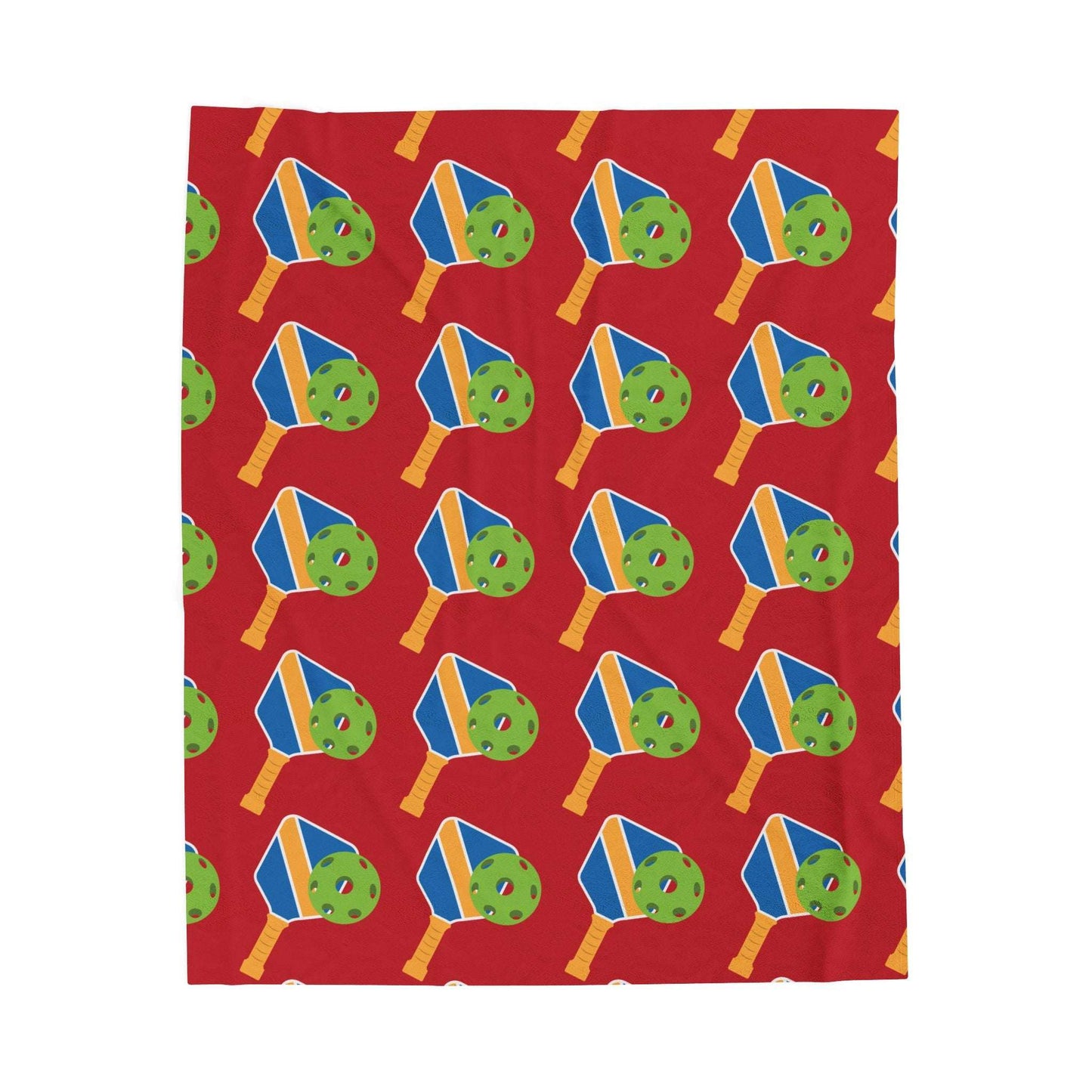 Pickleball Colorful Blanket - Paddle and Ball Red