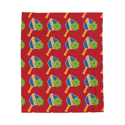 Pickleball Colorful Blanket - Paddle and Ball Red