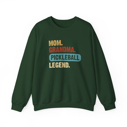 Women's Stylish Pickleball Sweatshirt - Mom Grandma Pickleball Legend Green