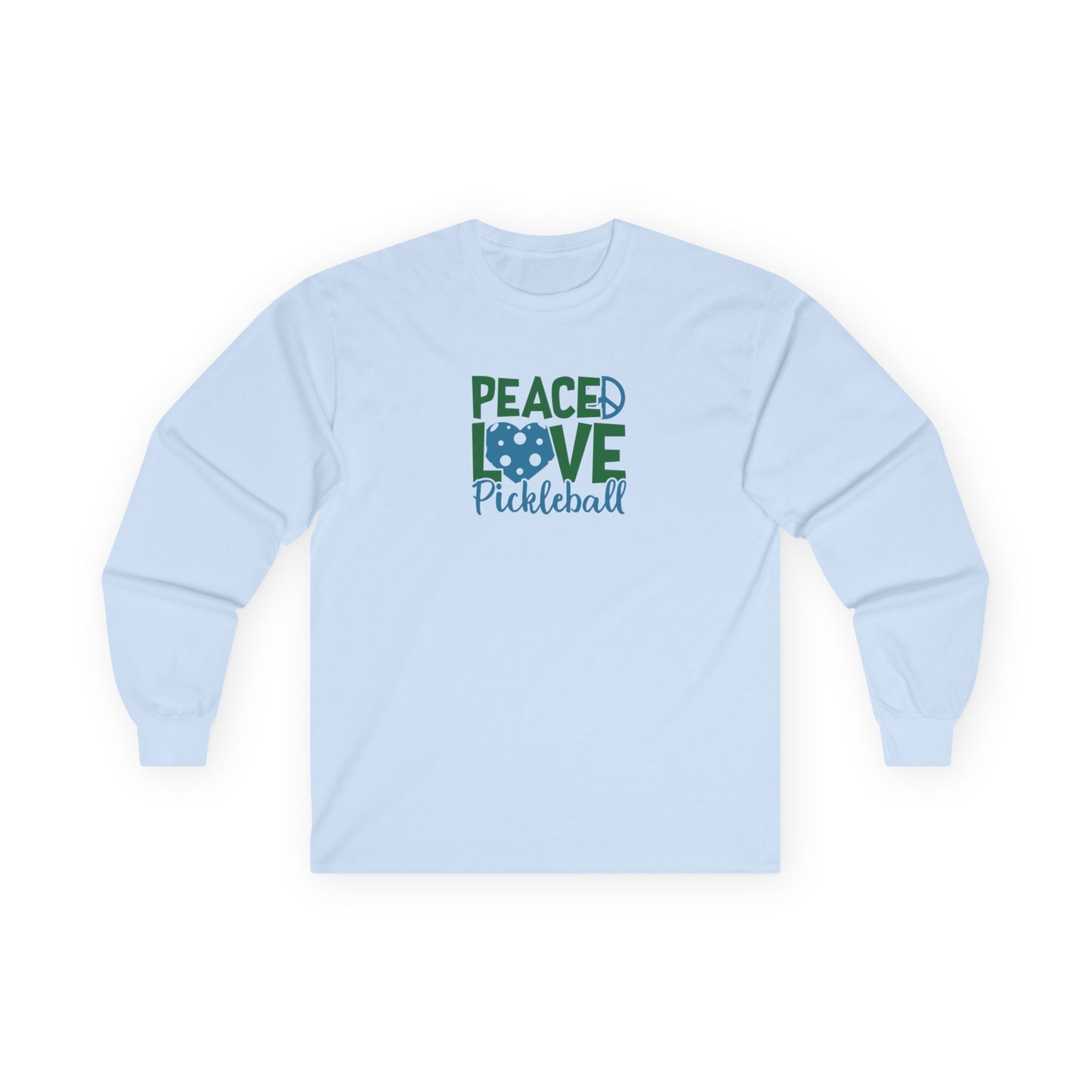 Women's Stylish Pickleball Long Sleeves top - Peace, Love, Pickleball Blue