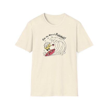 Men's Comfy Pickleball T-shirt - Ride the Wave of Pickleball Beige