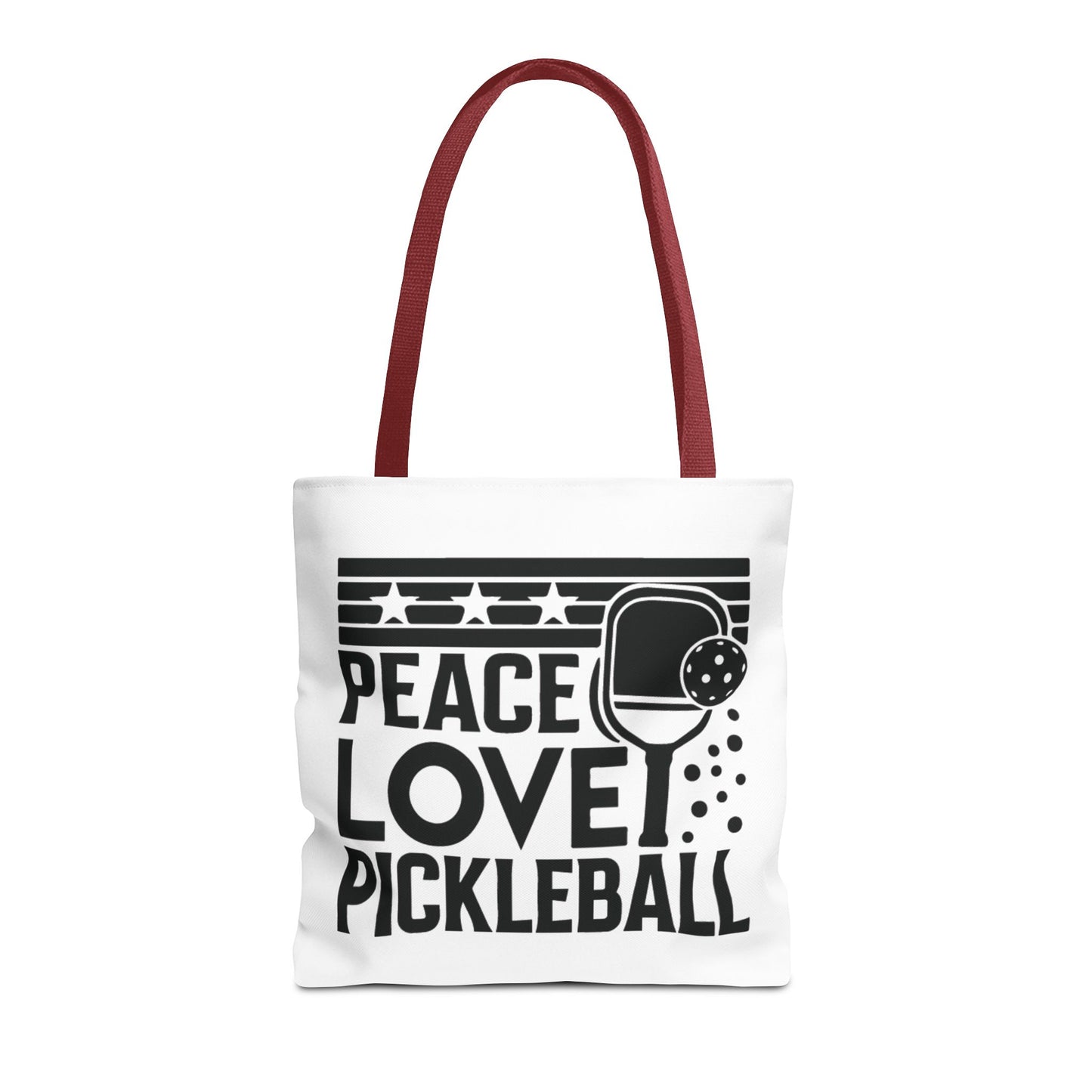 Pickleball Bold Tote Bag - Peace Love Pickleball Red