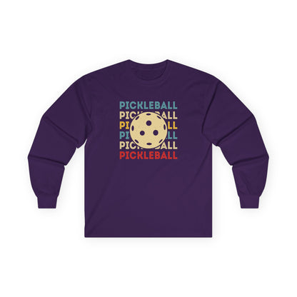 Men's Quirky Pickleball Long Sleeves top - Pickleball and Ball Purple