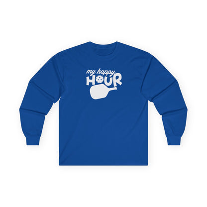 Men's Comfy Pickleball Long Sleeves top - My Happy Hour Royal