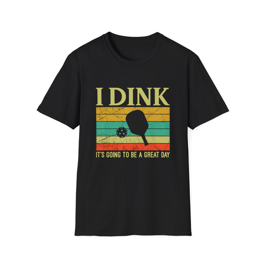 Men's Pickleball T-shirt - I Dink It's Going To Be a Good Day Retro Black