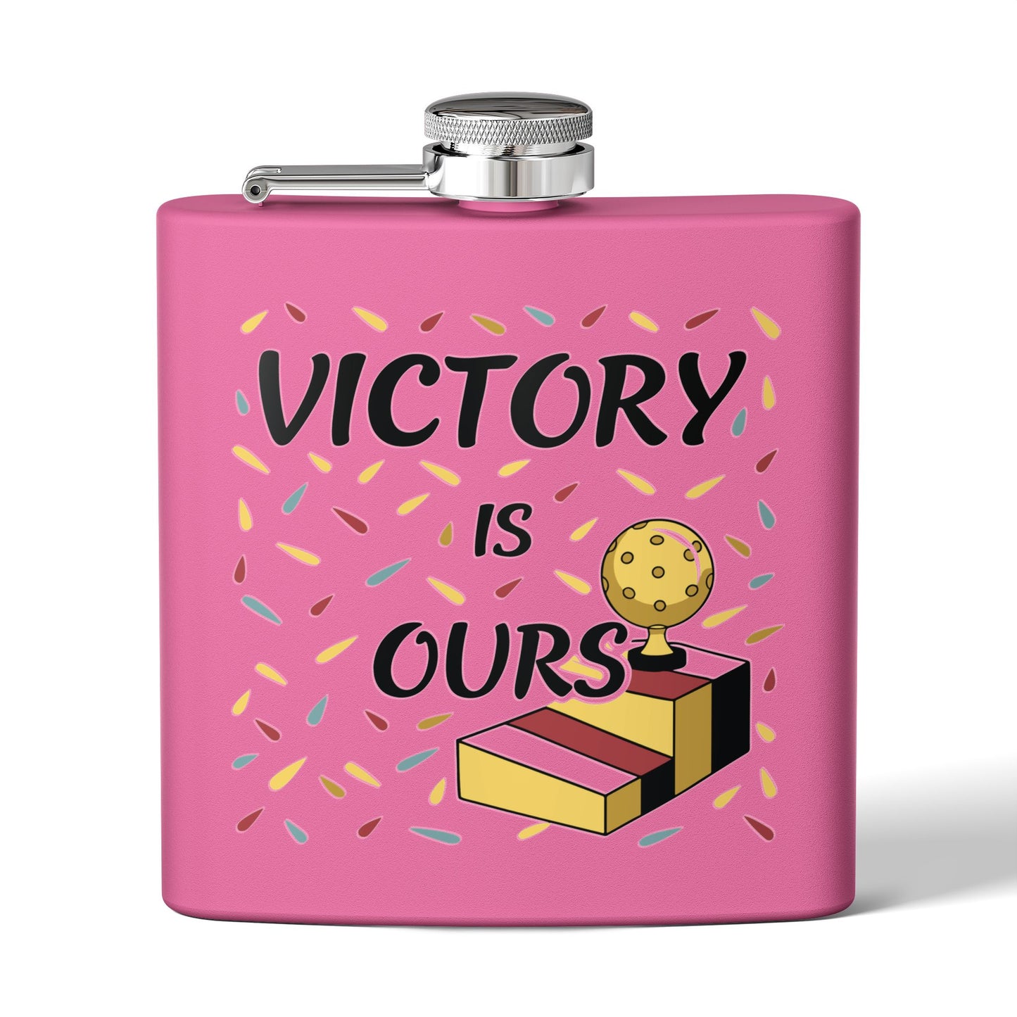 Pickleball Vibrant Flask - Victory is Ours Pink