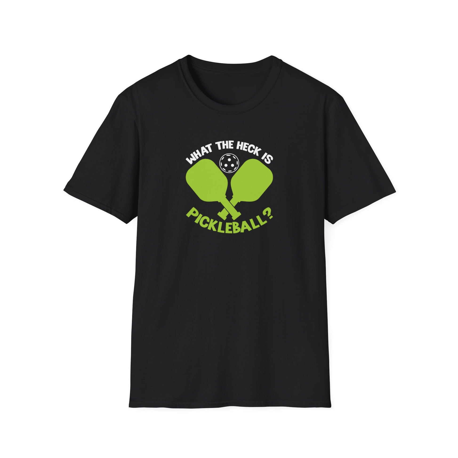 Men's Funny Pickleball T-shirt - What the Heck Is Pickleball? Black