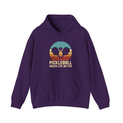 Men's Unique Pickleball Hoodie - Pickleball Make Life Better Purple