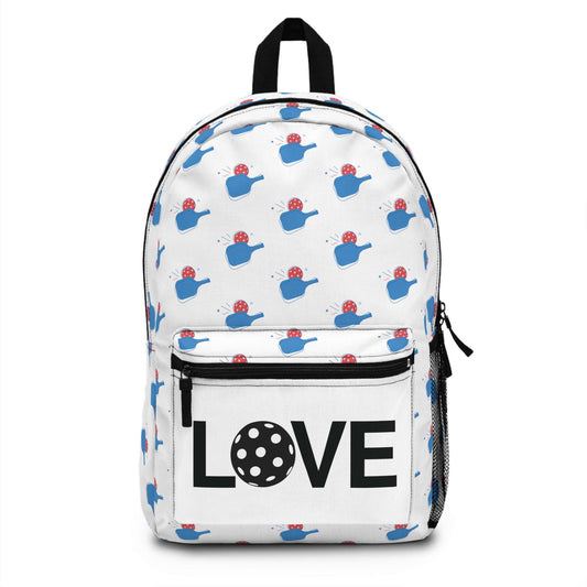 Pickleball Fun Backpack - Paddle and Ball Pattern White