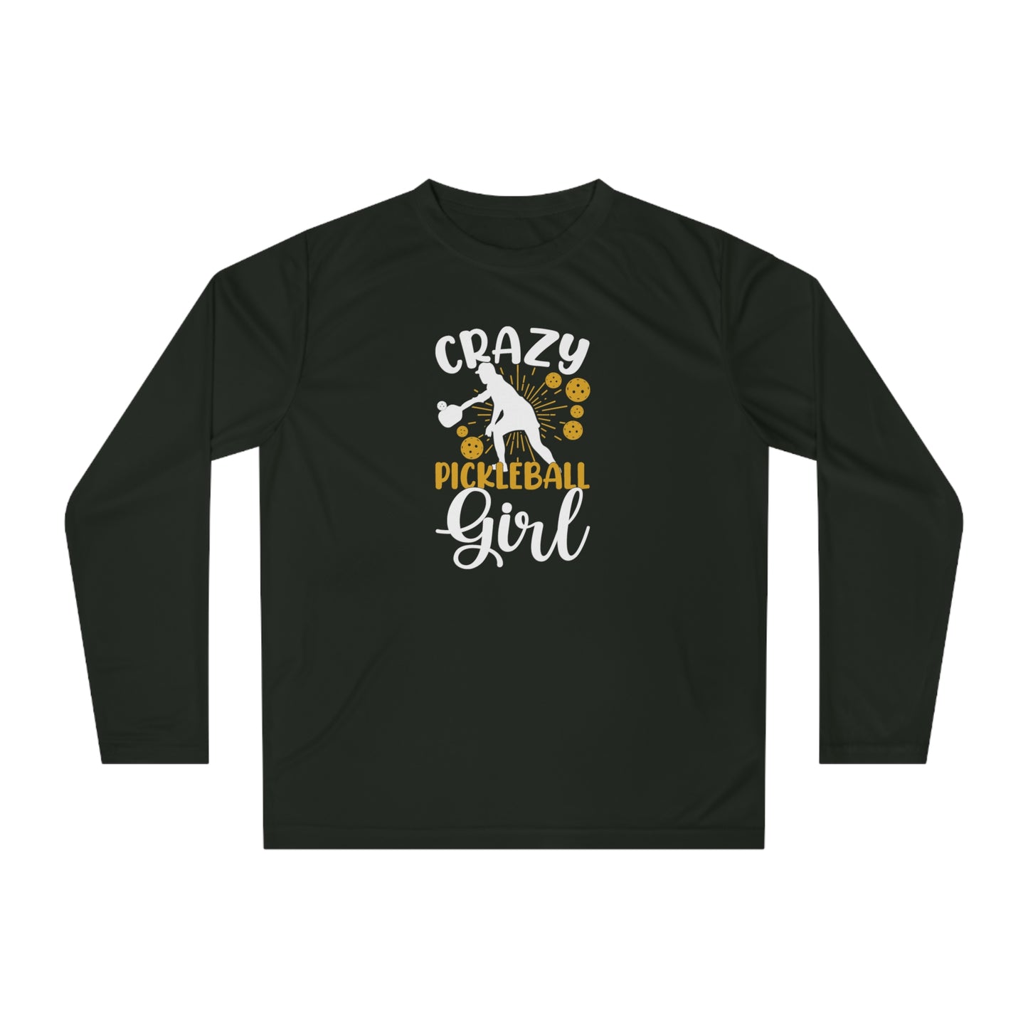 Women's Durable Pickleball Long Sleeves top - Crazy Pickleball Girl Black