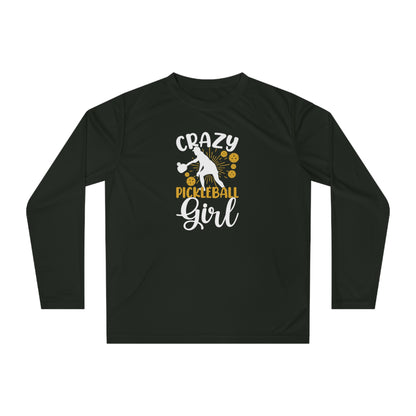 Women's Durable Pickleball Long Sleeves top - Crazy Pickleball Girl Black