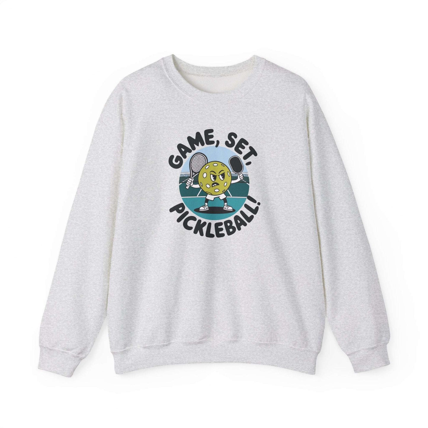 Men's Durable Pickleball Sweatshirt - Game, Set, Pickleball Gray