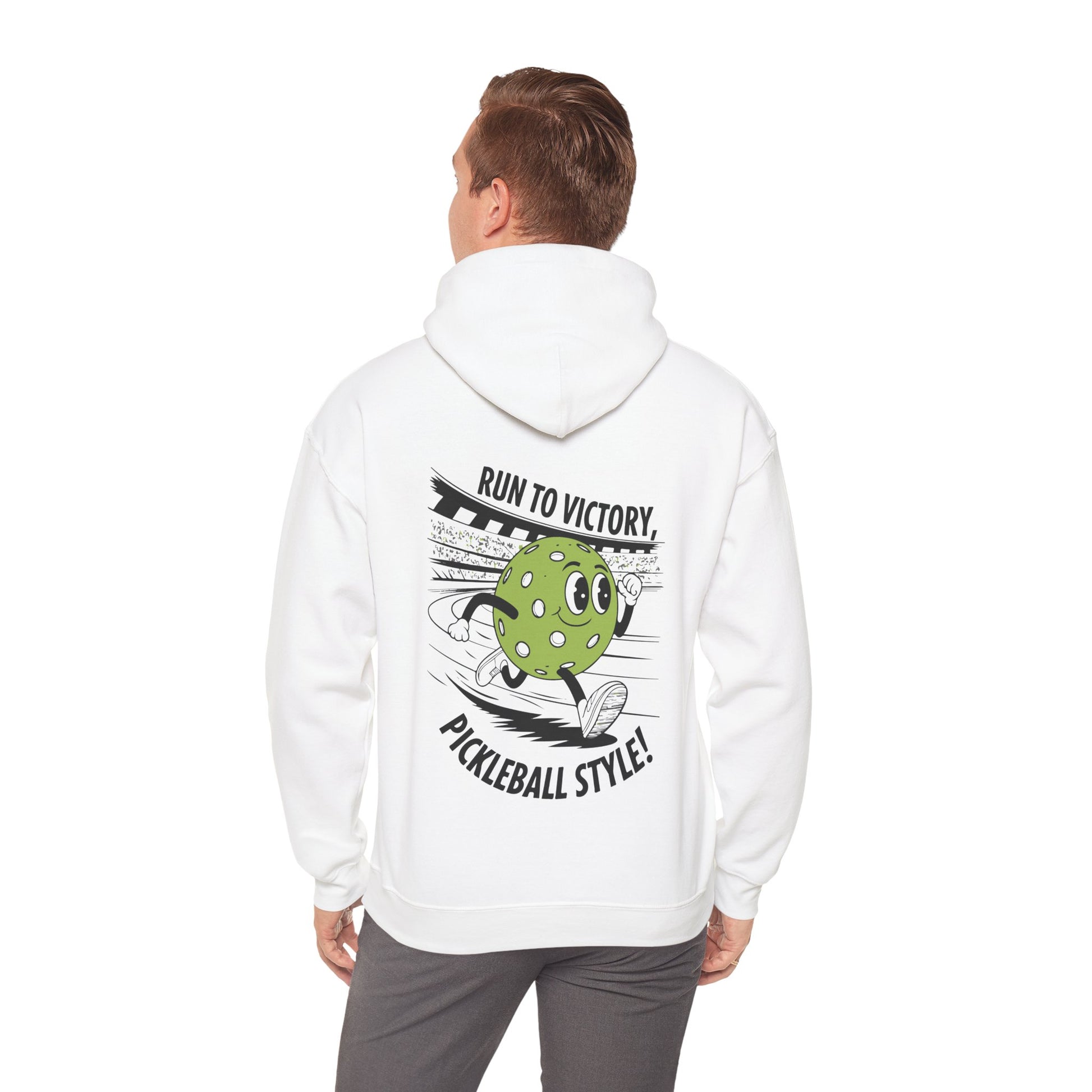 Men's Funny Pickleball Hoodie - Run To Victory, Pickleball Style