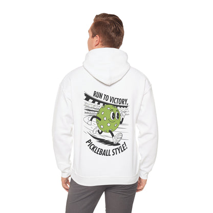 Men's Funny Pickleball Hoodie - Run To Victory, Pickleball Style