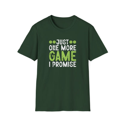 Men's Comfy Pickleball T-shirt - Just One More Game I Promise Green