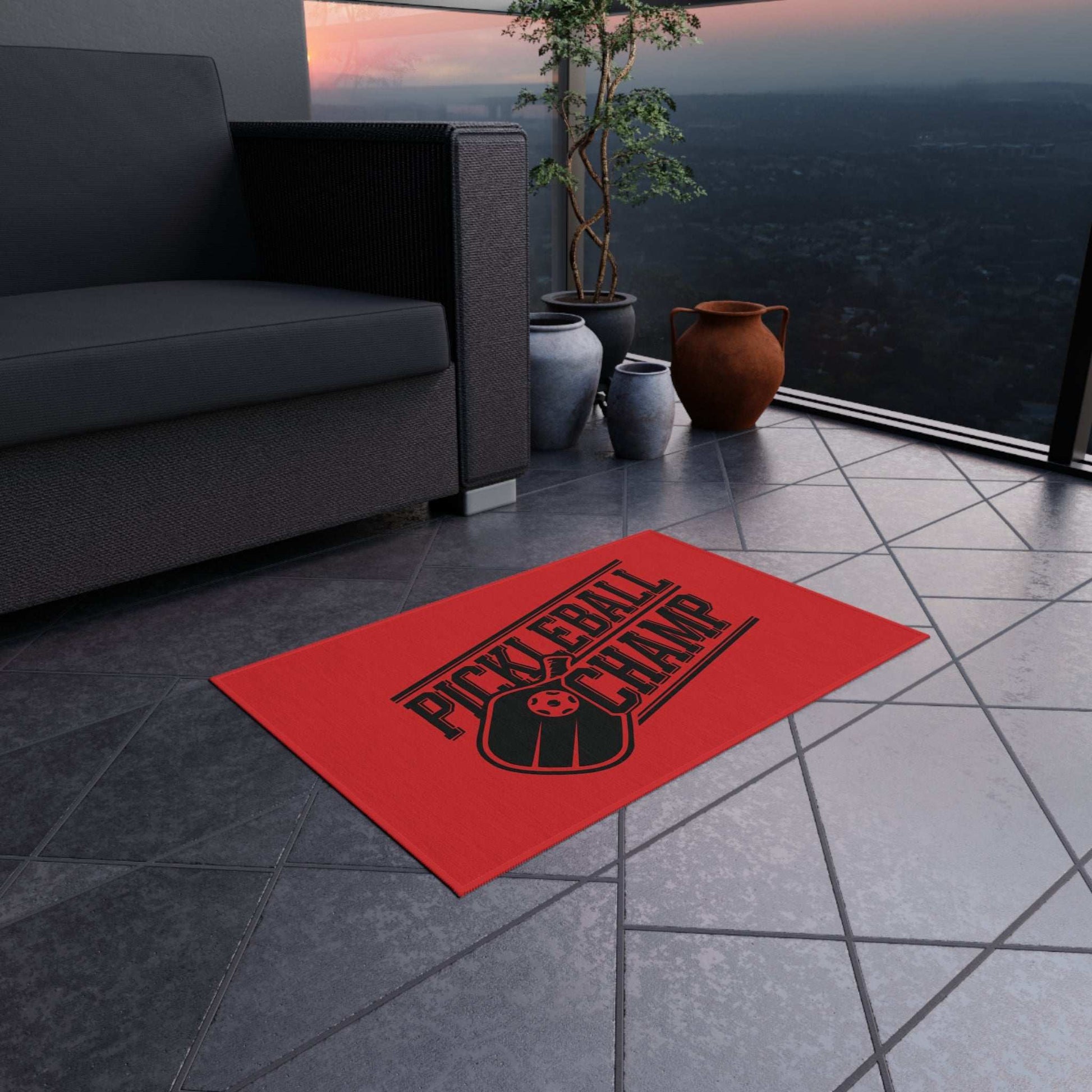 Pickleball Energetic Outdoor Rug - Pickleball Champ