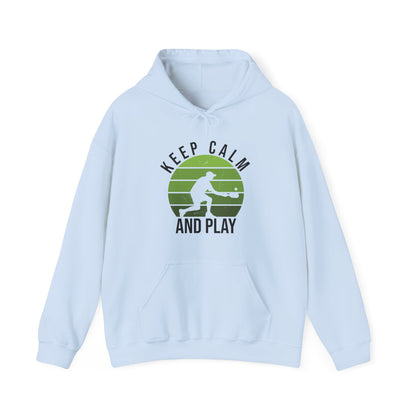 Women's Durable Pickleball Hoodie - Keep Calm and Play Blue