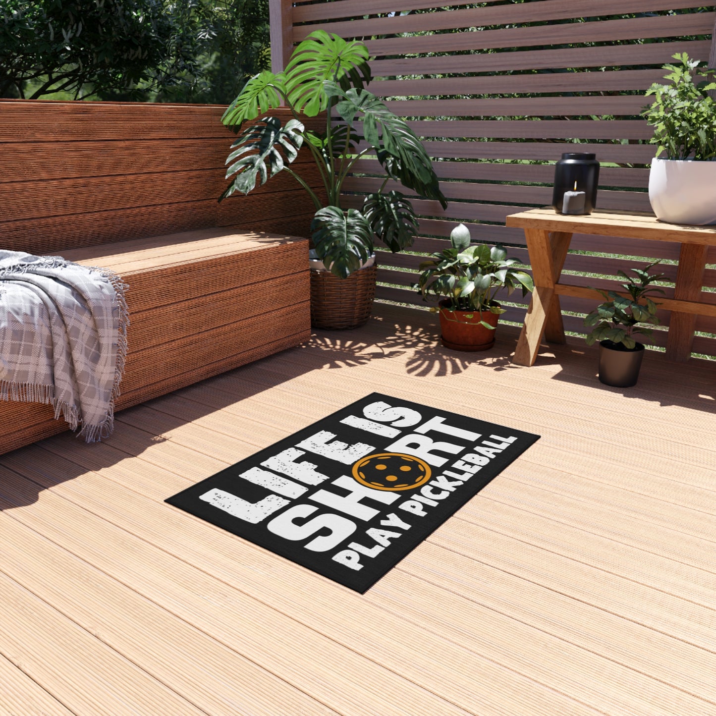 Pickleball Durable Outdoor Rug - Life is Short Play Pickleball