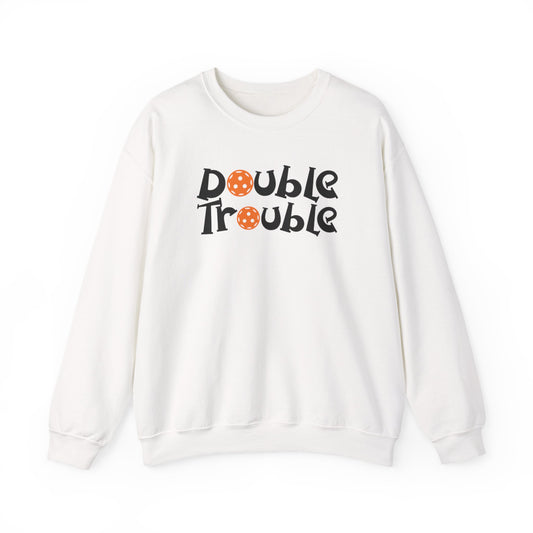 Women's Funny Pickleball Sweatshirt - Double Trouble White