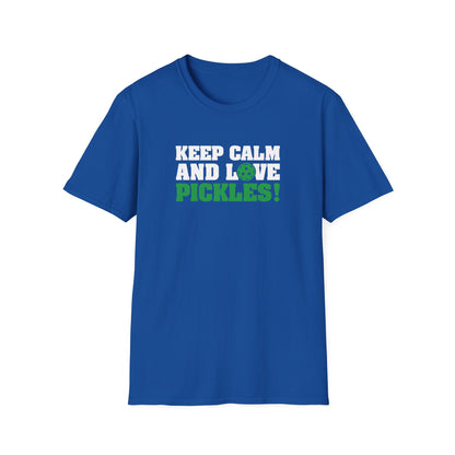 Men's Funny Pickleball T-shirt - Keep Calm and Love Pickles Royal