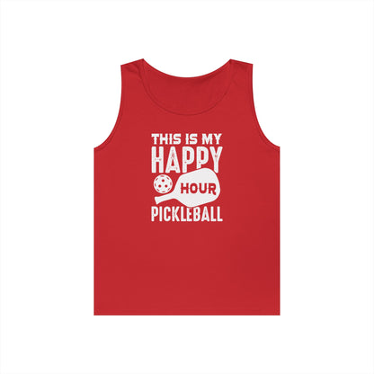 Women's Comfy Pickleball Tank Top - This Is My Happy Hour Pickleball Red