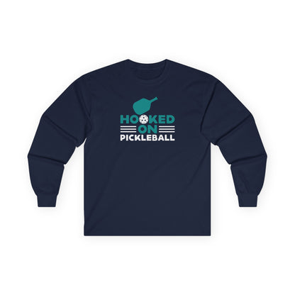 Men's Comfy Pickleball Long Sleeves top - Hooked on Pickleball Navy