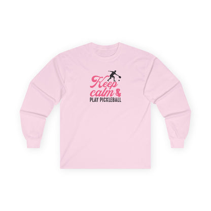 Women's Pickleball Long Sleeves top - Keep Calm & Play Pickleball Pink
