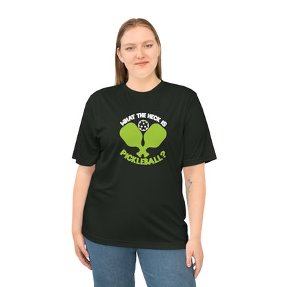 Women's Funny Pickleball T-shirt - What the Heck Is Pickleball?