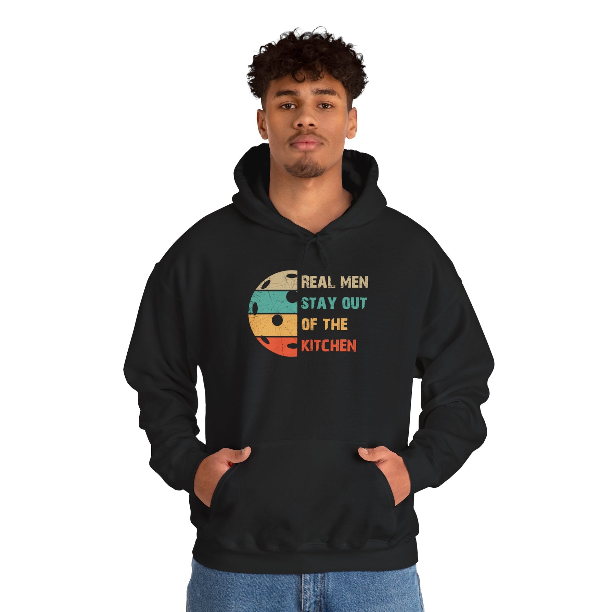 Men's Funny Pickleball Hoodie - Real Men Stay Out of the Kitchen Retro