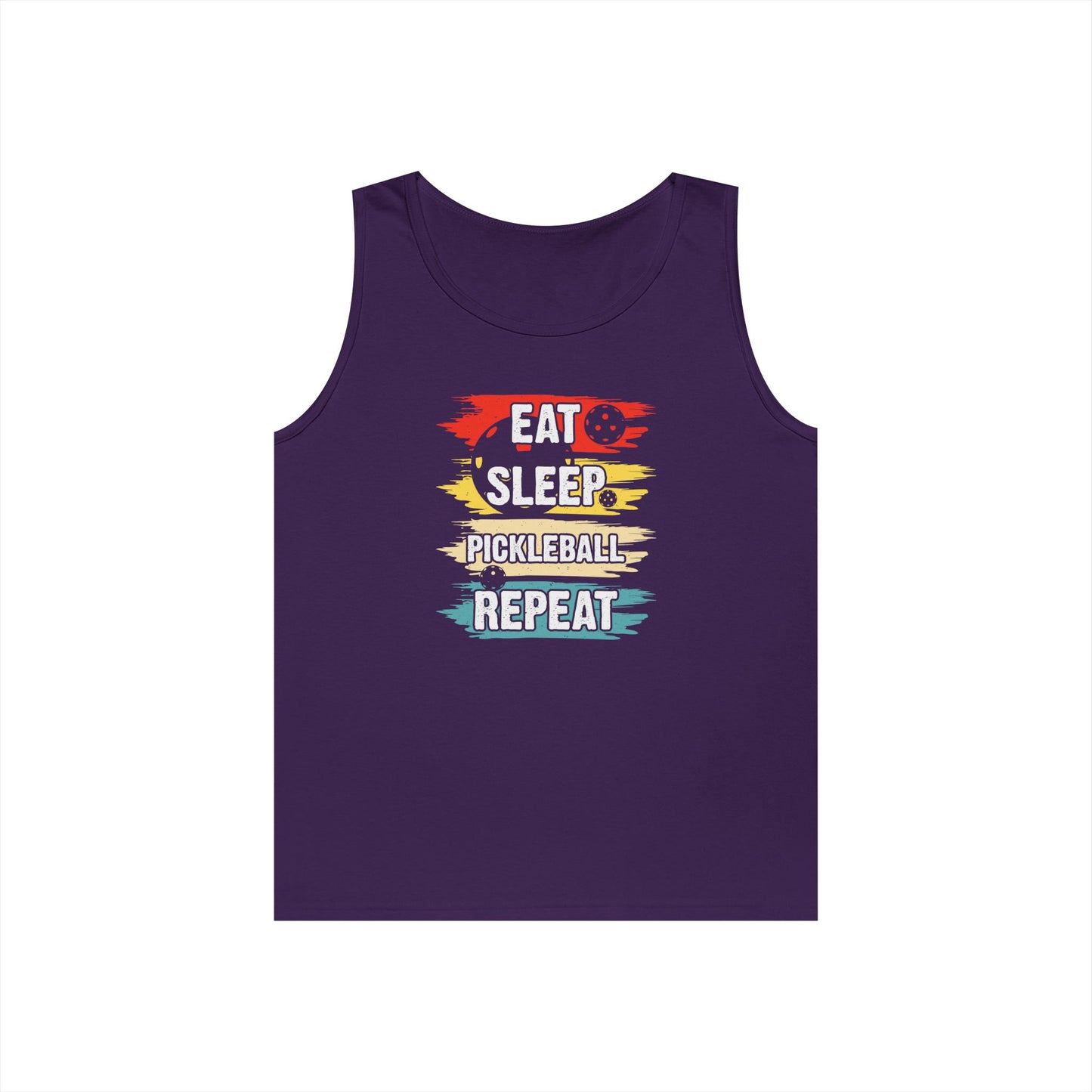 Men's Cool Pickleball Tank Top - Eat Sleep Pickleball Repeat Retro Purple