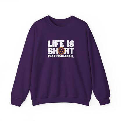Women's Soft Pickleball Sweatshirt - Life Is Short Play Pickleball Purple
