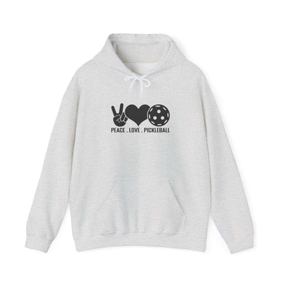 Women's Comfy Pickleball Hoodie - Peace, Love, Pickleball Gray