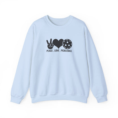 Women's Comfy Pickleball Sweatshirt - Peace, Love, Pickleball Blue