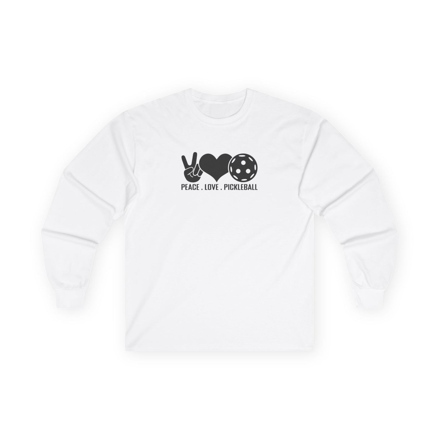 Women's Stylish Pickleball Long Sleeves top - Peace, Love, Pickleball White
