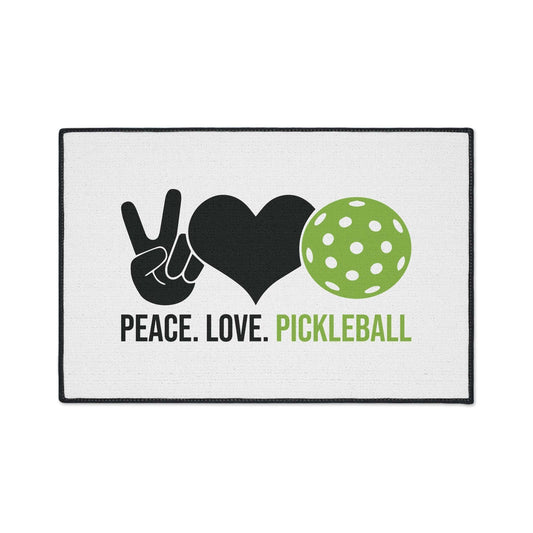 Pickleball Stylish Heavy-duty Floor Mat - Peace, Love, Pickleball