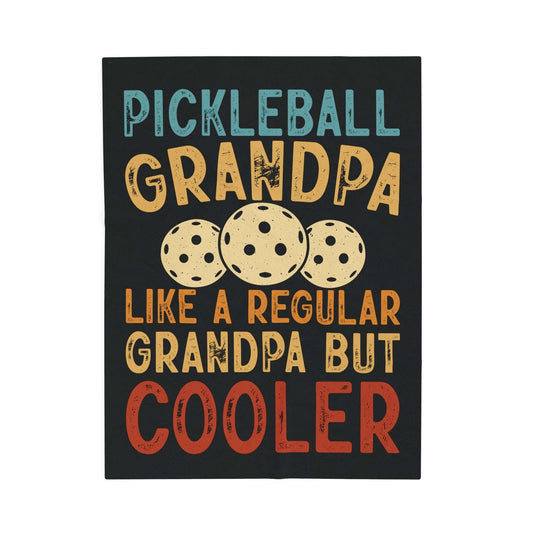 Pickleball Cool Blanket - Pickleball Grandpa Like a Regular But Cooler Black
