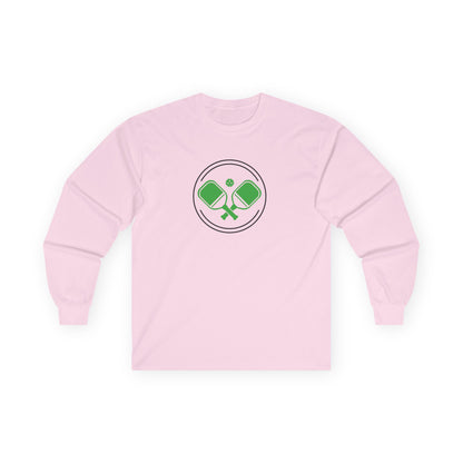 Women's Soft Pickleball Long Sleeves top - Double Paddle Logo Pink