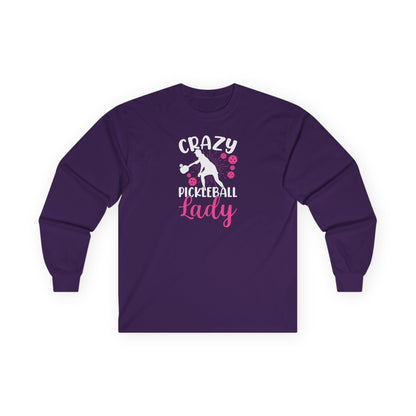 Women's Playful Pickleball Long Sleeves top - Crazy Pickleball Lady Purple