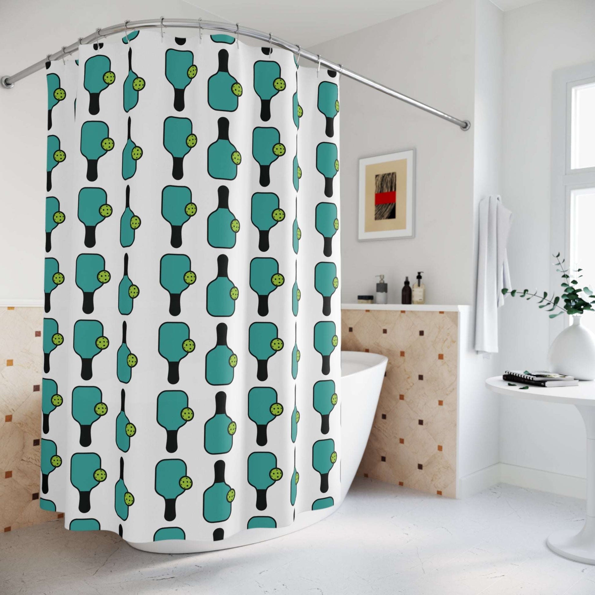 Pickleball Fun Shower Curtain - Paddle and Ball