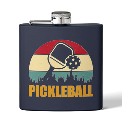 Pickleball Stylish Flask - Pickleball Retro Navy