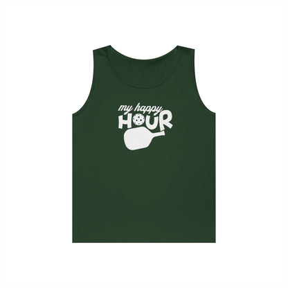 Men's Durable Pickleball Tank Top - My Happy Hour Green