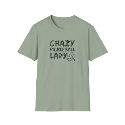 Women's Funny Pickleball T-shirt - Crazy Pickleball Lady Green