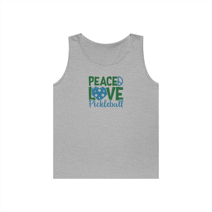 Women's Unique Pickleball Tank Top - Peace, Love, Pickleball Gray