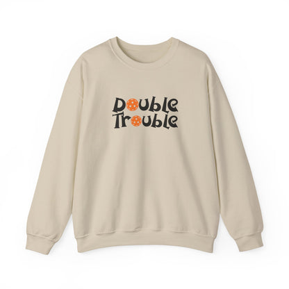 Men's Quirky Pickleball Sweatshirt - Double Trouble Beige