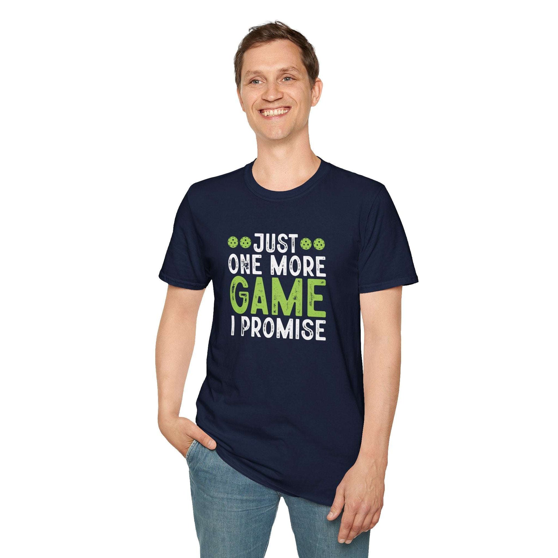 Men's Comfy Pickleball T-shirt - Just One More Game I Promise